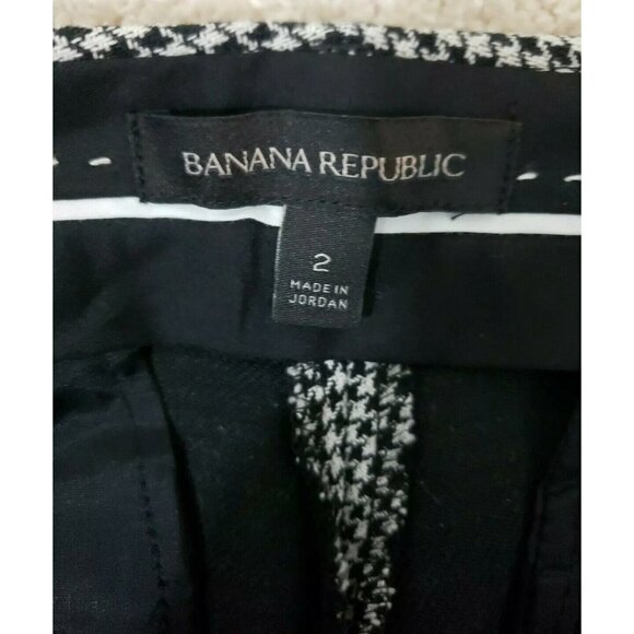 Banana Republic ~Woman Size 2~ White/Black Geometric Print Ankle Pants Sloan. - Picture 2 of 11
